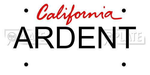 ARDENT California License Plate