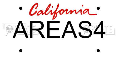AREAS4 California License Plate