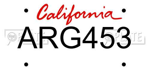 ARG453 California License Plate