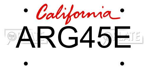 ARG45E California License Plate