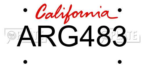 ARG483 California License Plate