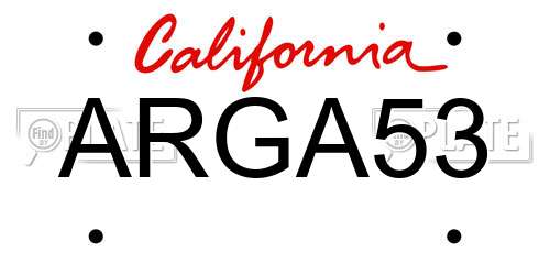 ARGA53 California License Plate