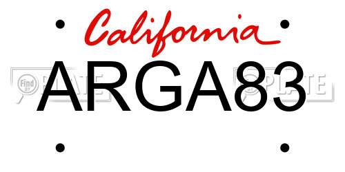 ARGA83 California License Plate