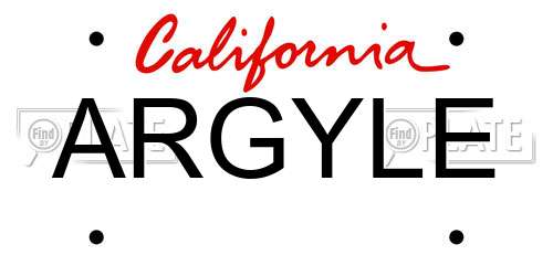 ARGYLE California License Plate
