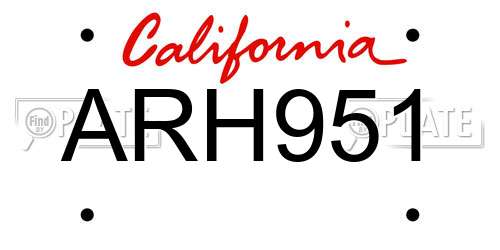 ARH951 California License Plate