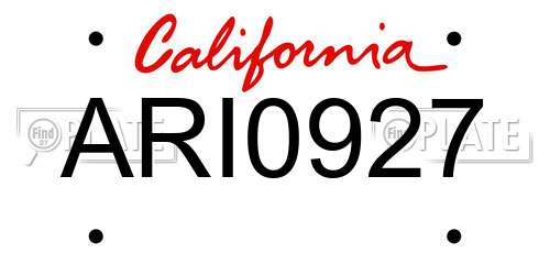 ARI0927 California License Plate