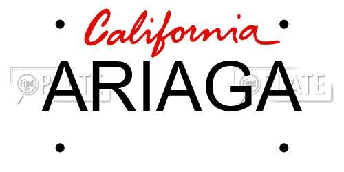 ARIAGA California License Plate