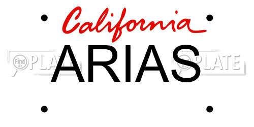 ARIAS California License Plate