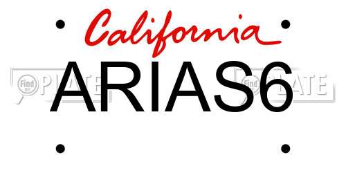 ARIAS6 California License Plate
