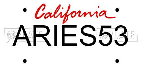 ARIES53 California License Plate