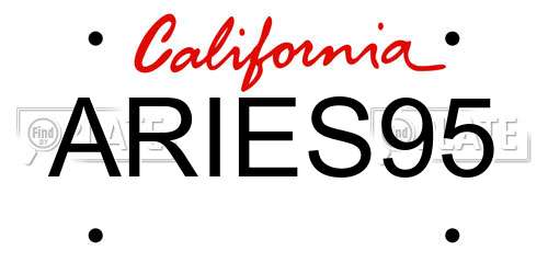 ARIES95 California License Plate