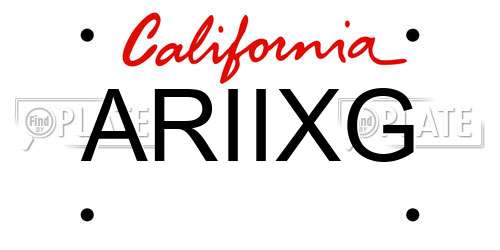 ARIIXG California License Plate