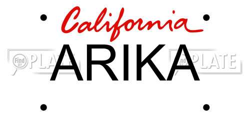 ARIKA California License Plate