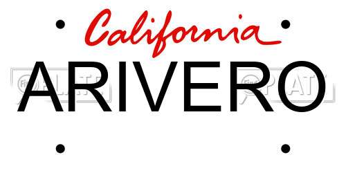 ARIVERO California License Plate