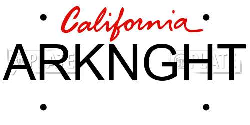 ARKNGHT California License Plate