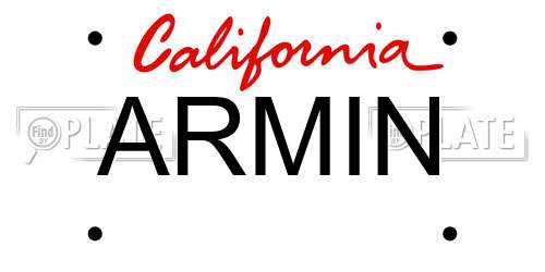 ARMIN California License Plate