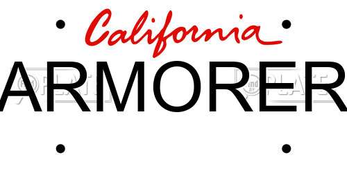 ARMORER California License Plate