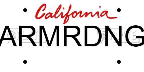 ARMRDNG California License Plate