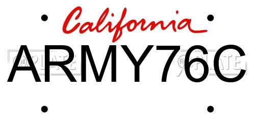 ARMY76C California License Plate