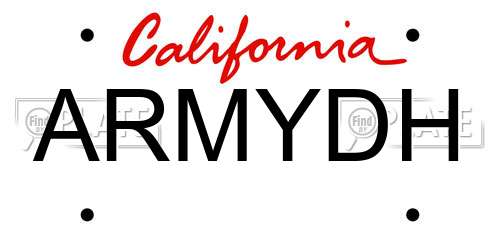 ARMYDH California License Plate