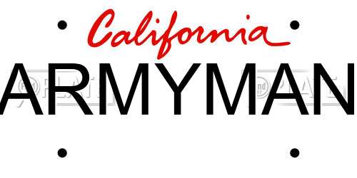 ARMYMAN California License Plate