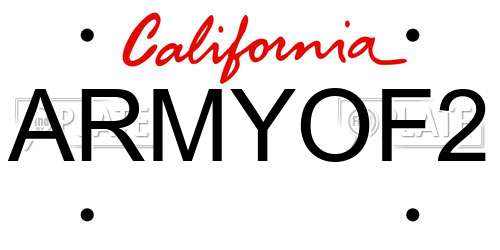 ARMYOF2 California License Plate