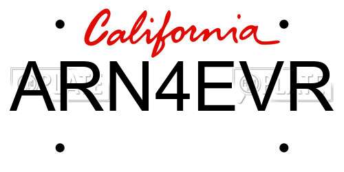 ARN4EVR California License Plate