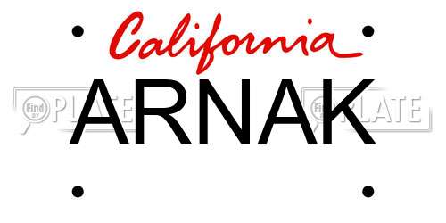 ARNAK California License Plate