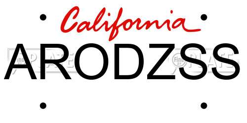 ARODZSS California License Plate