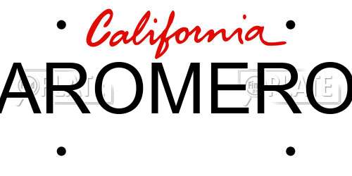 AROMERO California License Plate