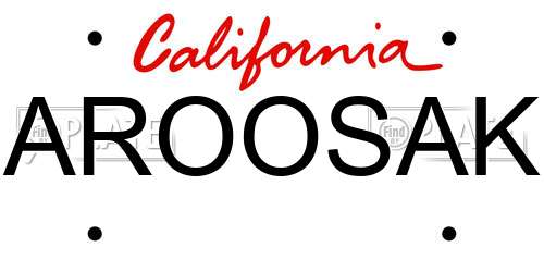 AROOSAK California License Plate