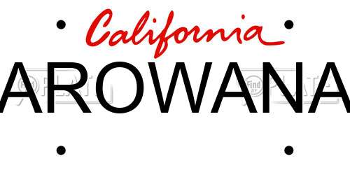 AROWANA California License Plate