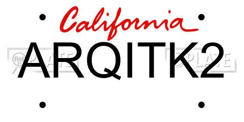 ARQITK2 California License Plate