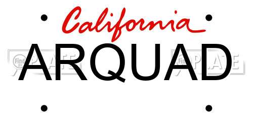 ARQUAD California License Plate