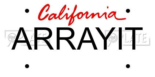 ARRAYIT California License Plate