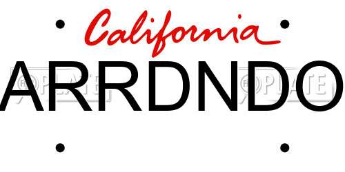 ARRDNDO California License Plate