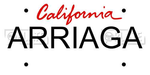 ARRIAGA California License Plate