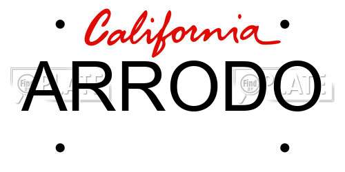 ARRODO California License Plate