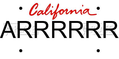 ARRRRRR California License Plate