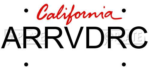 ARRVDRC California License Plate