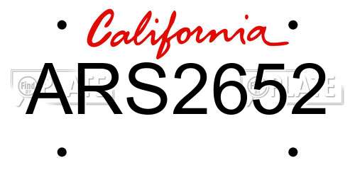 ARS2652 California License Plate