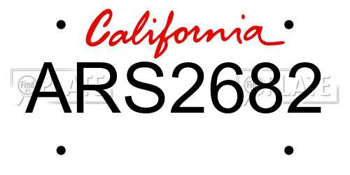 ARS2682 California License Plate