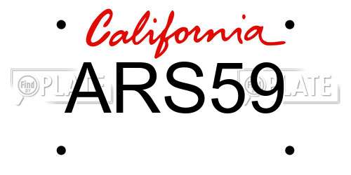 ARS59 California License Plate