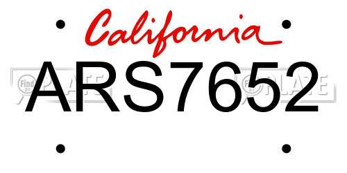 ARS7652 California License Plate