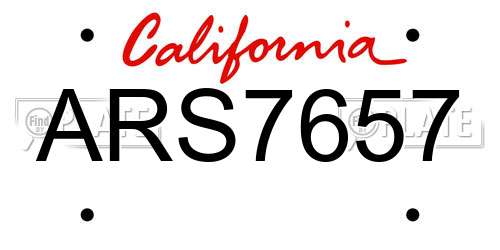 ARS7657 California License Plate