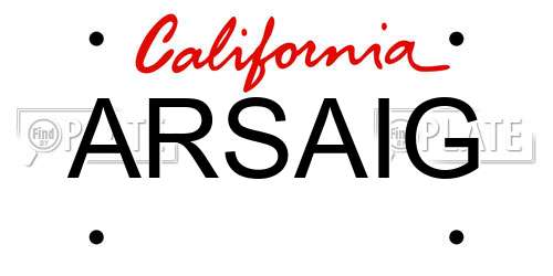 ARSAIG California License Plate