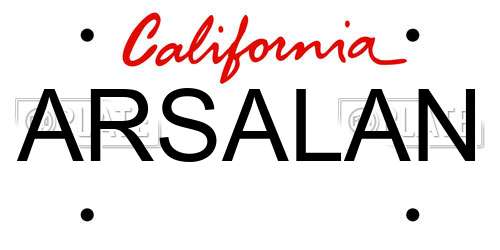 ARSALAN California License Plate