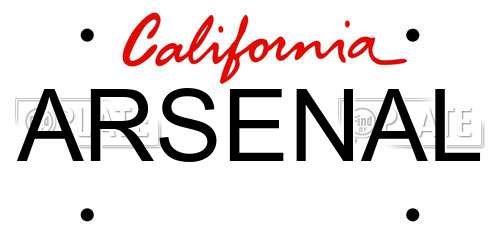 ARSENAL California License Plate