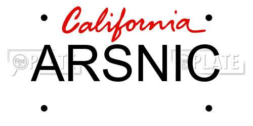 ARSNIC California License Plate