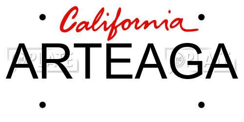 ARTEAGA California License Plate